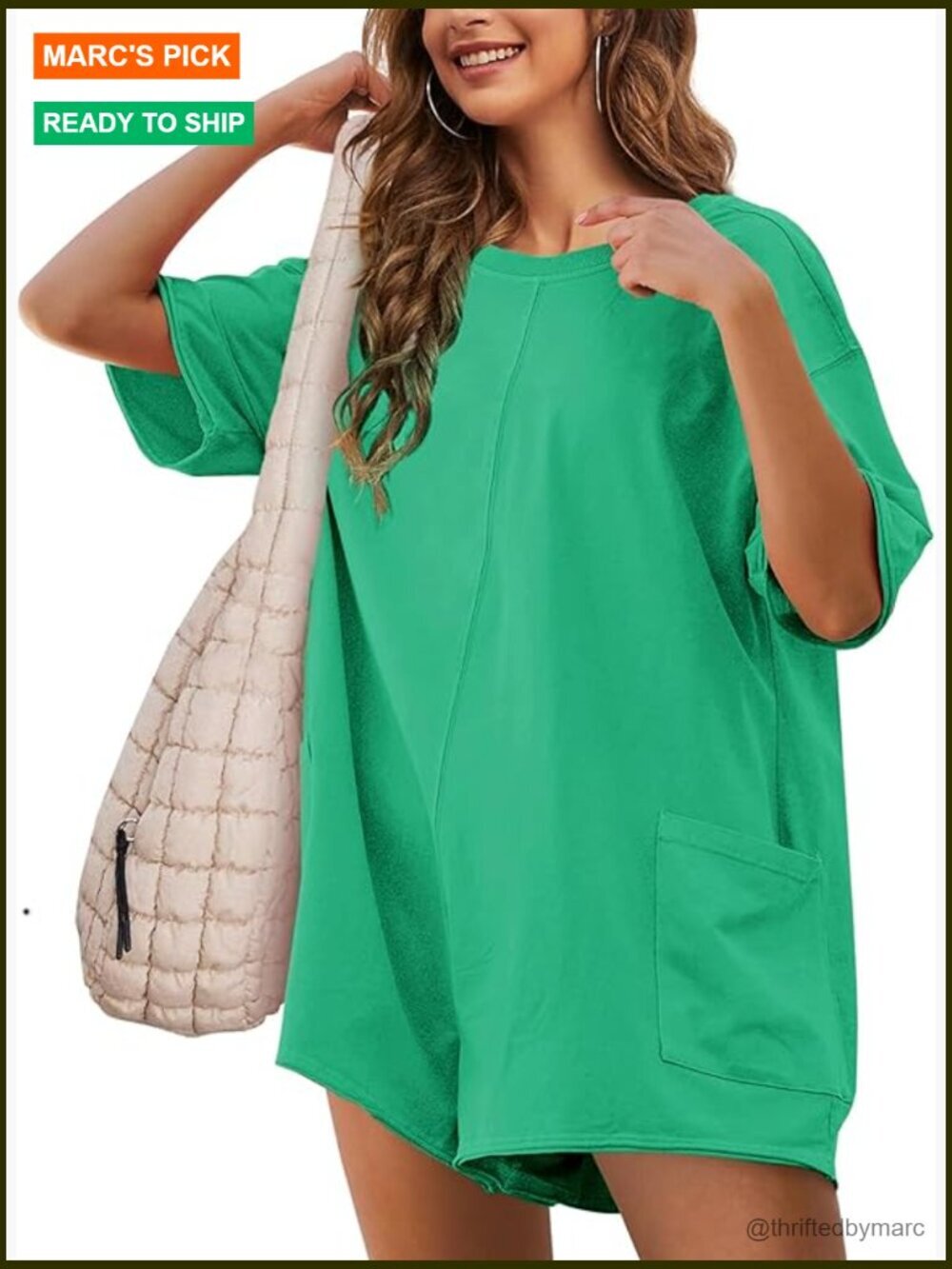Large Reversible Romper with Pockets, Lightweight Cotton Spandex, Oversized Fit